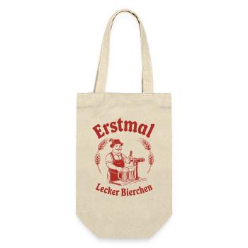 Erstmal lecker Bierchen - Geschenkbeutel für Flaschen - Natur - Vorne