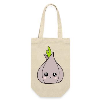 Kawaii Zwiebel Knoblauch Kawaii Gemüse Kawaii Obst - Geschenkbeutel für Flaschen - Natur - Vorne