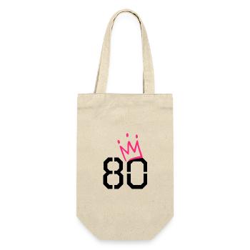 80. Geburtstag - 80 Krone - 80 Jahre alt - Geschenkbeutel für Flaschen - Natur - Vorne