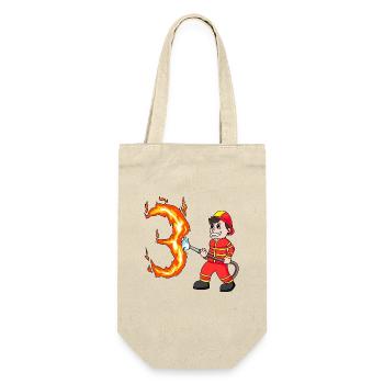 3. Geburtstag 3 Jahre Feuerwehr Geschenk - Geschenkbeutel für Flaschen - Natur - Vorne