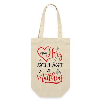 Mein Herz schlägt für Matthias - Geschenkbeutel für Flaschen - Natur - Vorne