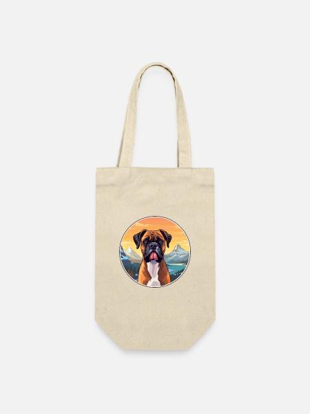 Boxer Hund Rasse Cartoon Kawaii Aquarell - Geschenkbeutel für Flaschen - Natur