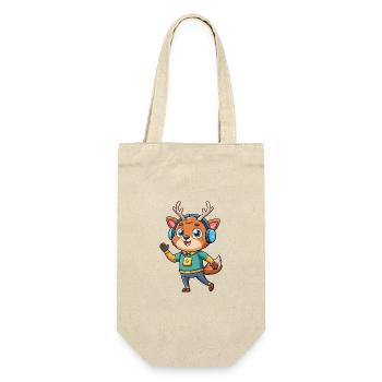 Hirsch Lustige Cartoon Figur Kopfhörer Musik - Geschenkbeutel für Flaschen - Natur - Vorne