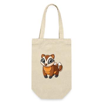 Dachs Niedliches Maskottchen Zeichentrickfigur Kawaii - Geschenkbeutel für Flaschen - Natur - Vorne
