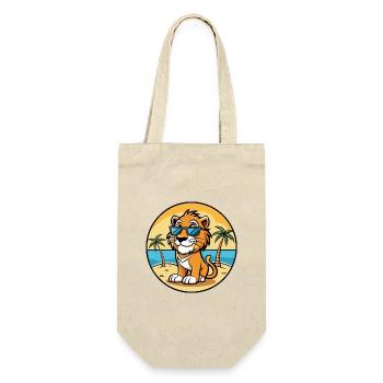Liger Hybrid Löwe Tiger Katzenrasse Cartoon Strand - Geschenkbeutel für Flaschen - Natur - Vorne
