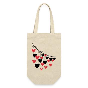 Heart Garland Many Hearts - Gift Bag for Bottles - nature - Front