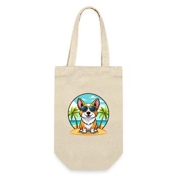 Strickjacke Welsh Corgi Hund Rasse Cartoon Sonnenbrille - Geschenkbeutel für Flaschen - Natur - Vorne