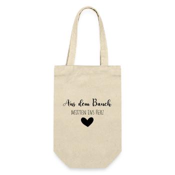 Aus dem Bauch, mitten ins Herz - Geschenkbeutel für Flaschen - Natur - Vorne