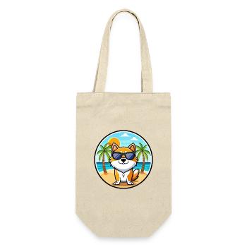 Hokkaido Hunderasse Cartoon Sonnenbrille Strand - Geschenkbeutel für Flaschen - Natur - Vorne