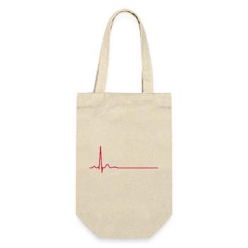 Herzschlag-EKG-Linie Medizinischer Pulswellen-Ikon-Vektor - Geschenkbeutel für Flaschen - Natur - Vorne
