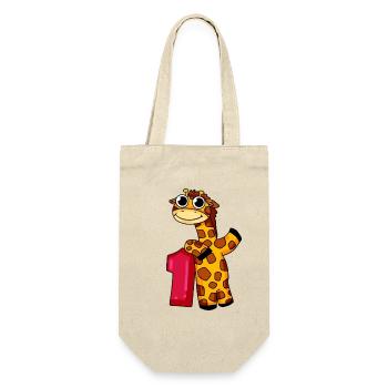 1. Geburtstag Giraffe 1.Klasse Geschenk - Geschenkbeutel für Flaschen - Natur - Vorne
