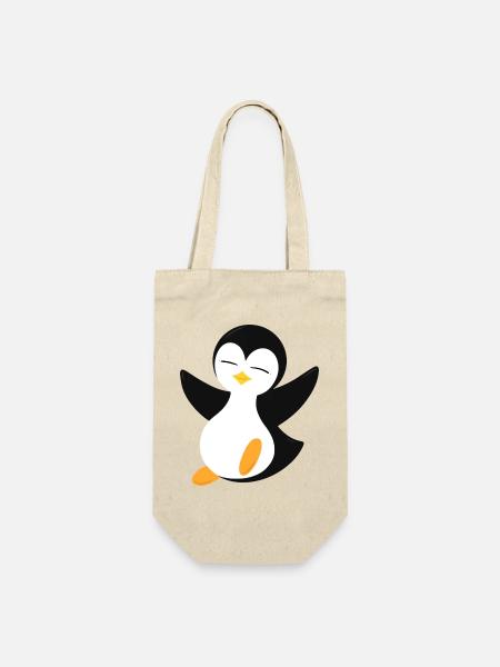 Pinguin - Geschenkbeutel für Flaschen - Natur