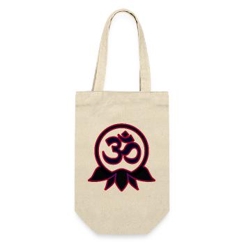 Om Mani Padme Hum Buddha Mantra Mandala Neon Blau - Geschenkbeutel für Flaschen - Natur - Vorne