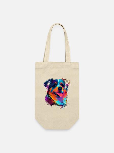 Süsser bunter Hund - Geschenkbeutel für Flaschen - Natur