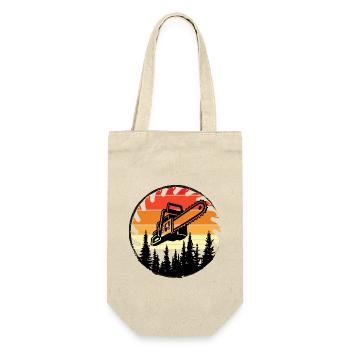 Retro Forest Chainsaw Sunset - Gift Bag for Bottles - nature - Front
