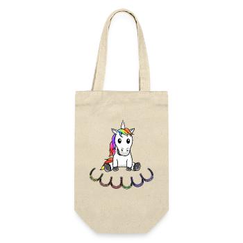 Einhorn Einhörner Kinder Kind - Geschenkbeutel für Flaschen - Natur - Vorne