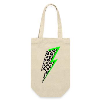 Blitz Leoparden Muster mit Neon Schatten - Geschenkbeutel für Flaschen - Natur - Vorne