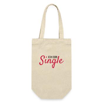 Ich bin Single Spruch - Geschenkbeutel für Flaschen - Natur - Vorne