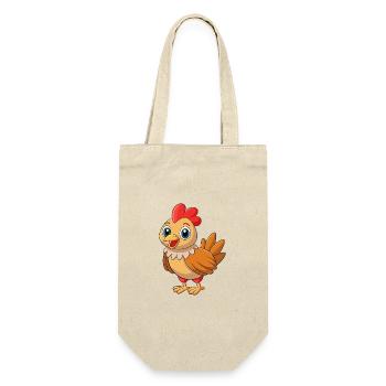 Huhn Niedliches Maskottchen Zeichentrickfigur Kawaii - Geschenkbeutel für Flaschen - Natur - Vorne
