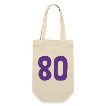 80. 80 JAHRE. 80-JÄHRIGES JUBILÄUM. 80. GEBURTSTAG. - Geschenkbeutel für Flaschen - Natur - Vorne