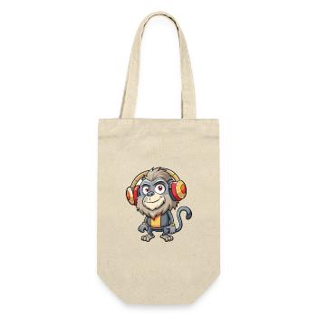 Pavian Lustige Cartoon Figur Kopfhörer Musik - Geschenkbeutel für Flaschen - Natur - Vorne
