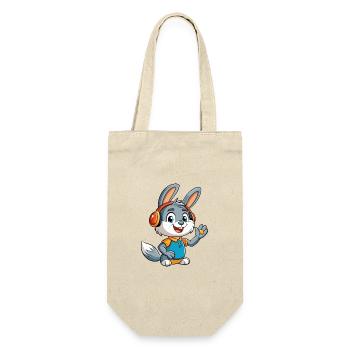 Kaninchen Lustige Cartoon Figur Kopfhörer Musik - Geschenkbeutel für Flaschen - Natur - Vorne