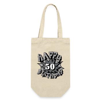 50.Geburtstag,50 Jahre,Airbrush, Happy Birthday(25 - Geschenkbeutel für Flaschen - Natur - Vorne