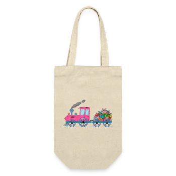 Children's train railway with trailer pink - Gift Bag for Bottles - nature - Front