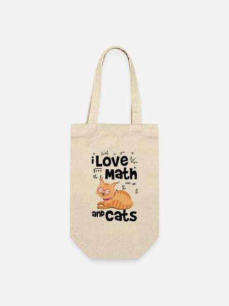 Mathe und Katzen - Geschenkbeutel für Flaschen - Natur