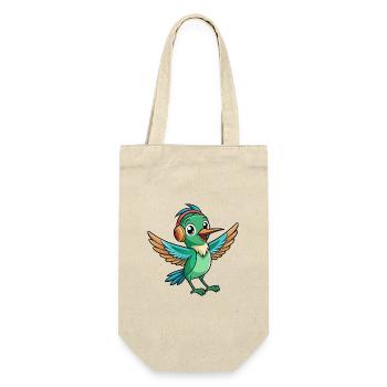 Kolibri Lustige Cartoon Tier Kopfhörer Musik - Geschenkbeutel für Flaschen - Natur - Vorne