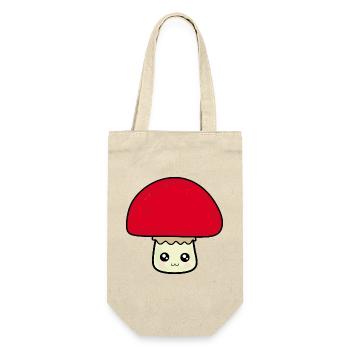 Kawaii Pilz Kawaii Chibi Kawaii food - Geschenkbeutel für Flaschen - Natur - Vorne