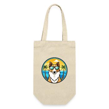 Smooth Collie Hunderasse Cartoon Sonnenbrille Strand - Geschenkbeutel für Flaschen - Natur - Vorne