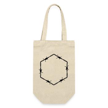 Stacheldraht 6 Eck Hexagon - Geschenkidee Tattoo - Geschenkbeutel für Flaschen - Natur - Vorne