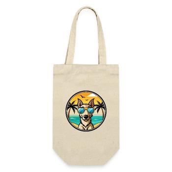 Lurcher Hund Rasse Cartoon Sonnenbrille Strand - Geschenkbeutel für Flaschen - Natur - Vorne