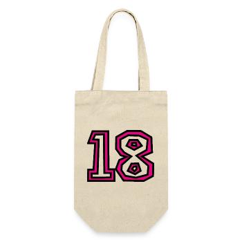 18. 18 JAHRE ALT. 18-JÄHRIGES JUBILÄUM. GEBURTSTAG 18 JAHRE. - Geschenkbeutel für Flaschen - Natur - Vorne