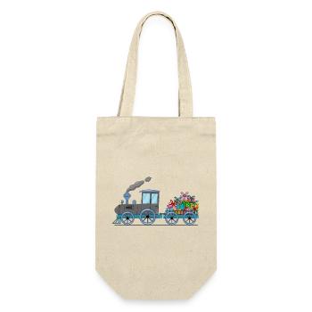 Children's train railway with trailer grey - Gift Bag for Bottles - nature - Front