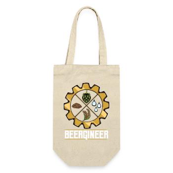 Beergineer Brau-Gear Emblem - Geschenkbeutel für Flaschen - Natur - Vorne
