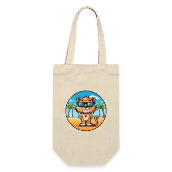 Liger Hybrid Löwe Tiger Katzenrasse Cartoon Strand - Geschenkbeutel für Flaschen - Natur - Vorne