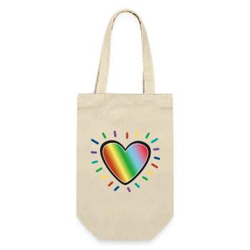Rainbow Heart Pride Emblem - Gift Bag for Bottles - nature - Front