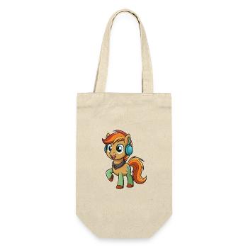 Pony Lustige Zeichentrickfigur Kopfhörer Musik - Geschenkbeutel für Flaschen - Natur - Vorne