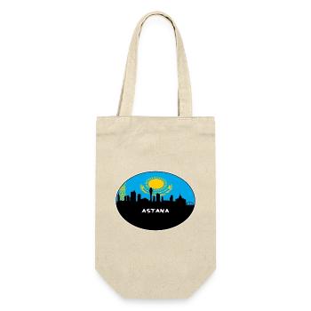 Astana Kasachstan Flagge Skyline Silhouette Reisen - Geschenkbeutel für Flaschen - Natur - Vorne