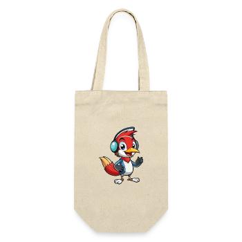 Woodpecker Funny Cartoon Character Musique de casque - Sac à bouteille - nature - Devant