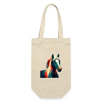 Pony Cartoon Figur Buntes Haustier Tier - Geschenkbeutel für Flaschen - Natur - Vorne