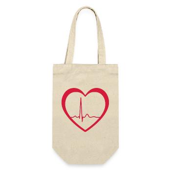 Herzschlag-EKG-Linie Medizinischer Pulswellen-Ikon-Vektor - Geschenkbeutel für Flaschen - Natur - Vorne