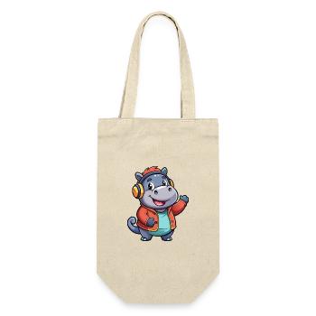 Hippo Funny Cartoon Character Musique de casque - Sac à bouteille - nature - Devant
