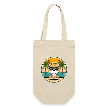 Spielzeug Deutscher Spitz Hund Rasse Cartoon Sonnenbrille Strand - Geschenkbeutel für Flaschen - Natur - Vorne