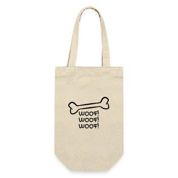 Hund Knochen - Geschenkbeutel für Flaschen - Natur - Vorne
