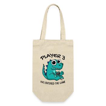 Drittes Kind Spieler 3 Schwanger Baby Dinosaurier - Geschenkbeutel für Flaschen - Natur - Vorne