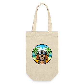 Schwarz Und Tan Coonhound Hunderasse Cartoon Strand - Geschenkbeutel für Flaschen - Natur - Vorne