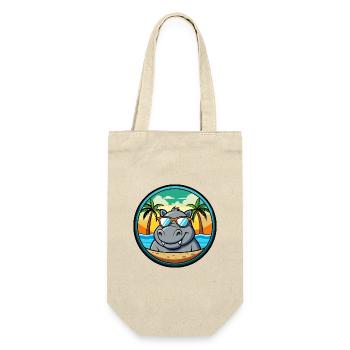 Nilpferd Lustige Cartoon Sommer Strand Sonnenbrille Cool - Geschenkbeutel für Flaschen - Natur - Vorne